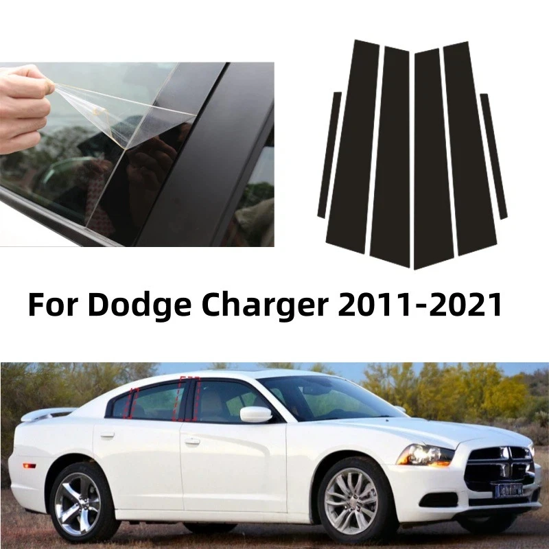 

For Dodge Charger 2006-2021 2018 2019 2020 Window Trim Covers Center Film Column B C Pillar Posts Sticker Car Accessories 6pcs