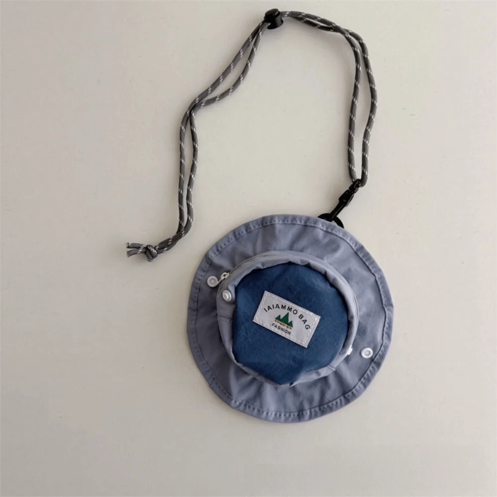 حقيبة كروس على شكل قبعة قابلة للتعديل بسحاب ناعم مع زر كبس ومحفظة للأطفال وحقيبة كتف محمولة مخصصة للشاطئ