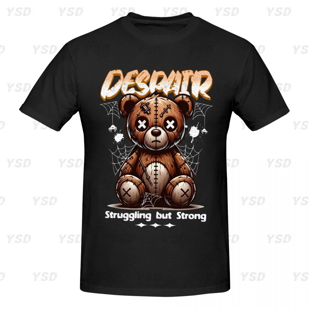 Bear Despair T-shirt de sport ajusté en coton pour hommes, respirant, t-shirt imprimé surdimensionné
