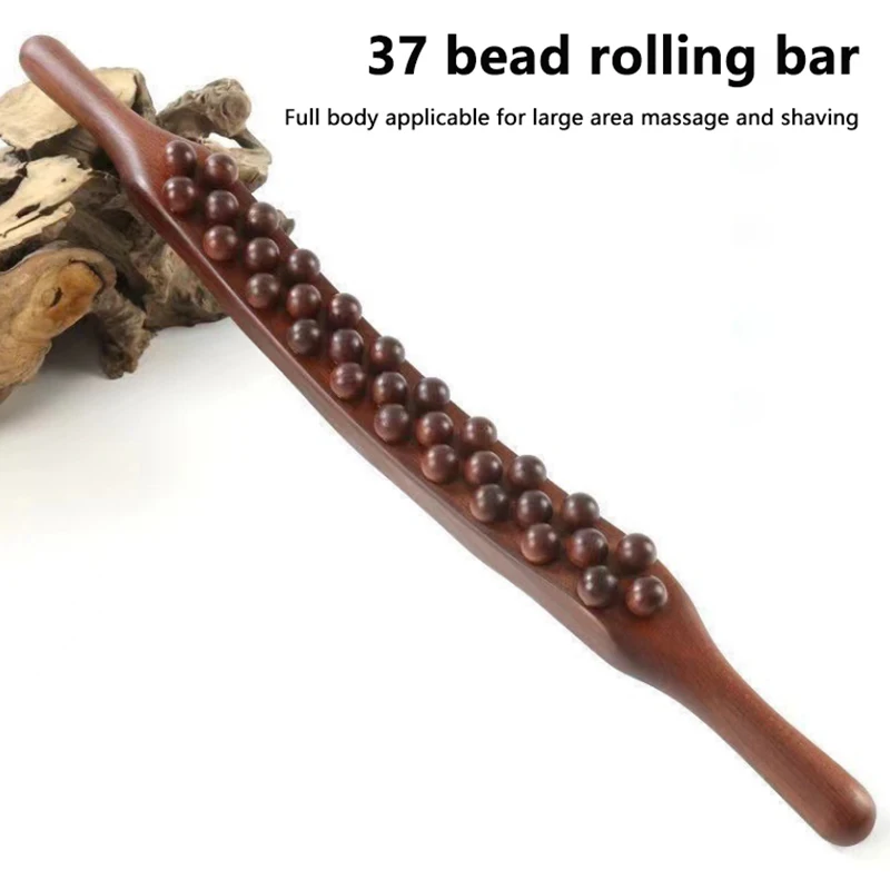 37 ลูกปัด Rolling ทั้งร่างกาย Universal กลับเข็มนวด Scraping Stick Point Treatment Guasha Relax Therapy เครื่องมือ