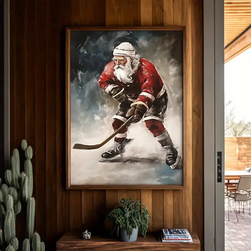

1pcs Ski Santa Claus Costume Canvas Painting Wall Art Poster Printed Matter, Art Mural, Bathroom Living Room Wall Home Decoratio