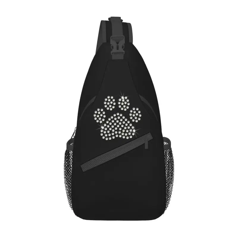 Niedliche Strass Hund Pfote Schlinge Brusttasche maßge schneiderte Kristall Diamant Schulter Cross body Rucksack für Männer reisen Tages rucksack