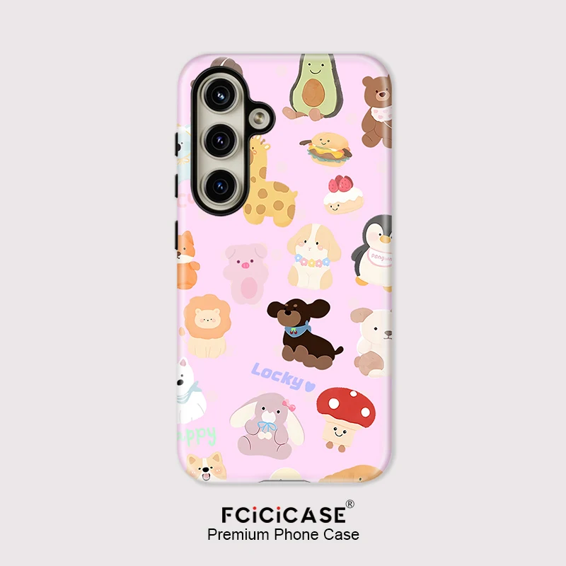 Fcicicase Phone Case For Samsung Galaxy A26 A56 A16 A36 5G Cute Cartoon Animals Bear Dogs Pattern Shockproof Matte PC Cover
