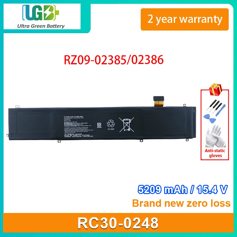 

UGB New RC30-0248 Laptop Battery For Razer 2018 Blade15 RZ09-02385/02386 02887E52 03138 02888E92 Stealth 15 RTX 2070 Max-Q 80Wh