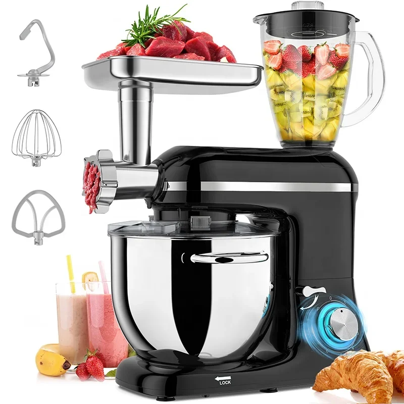 Multifunctional 5 In 1 Kitchen Appliances Home Dough Kneading Stand Mixer With Blender And Meat Grinder