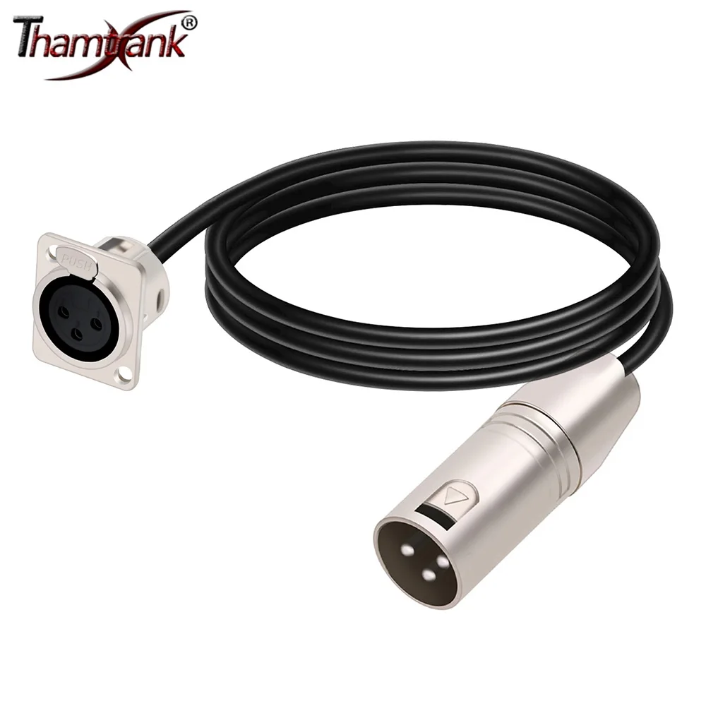 3Pins XLR Male/Female Fixed Panel Mount Socket to XLR Plug Pass Through Converter Cable,for Microphone Stage Lighting Mixer