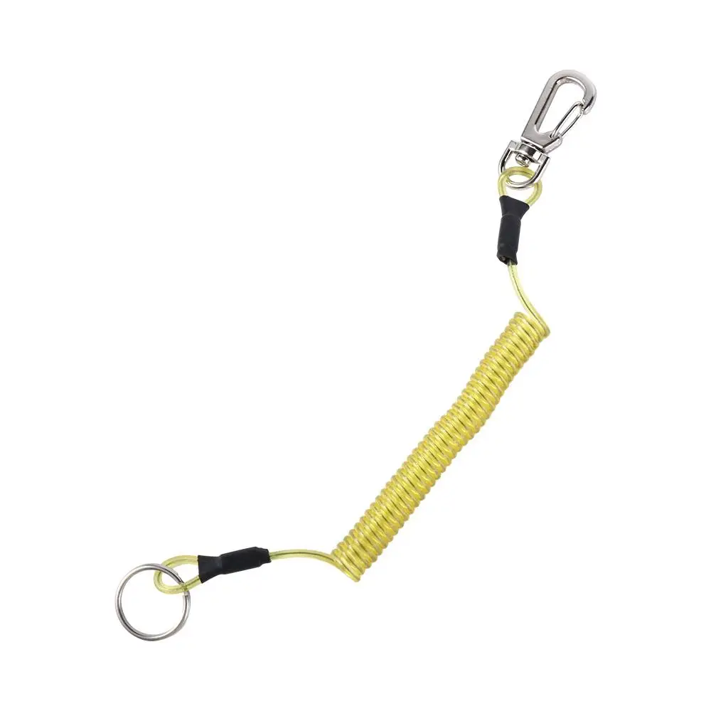Keyring Metal Carabiner Safety Hauling Rope Stretch Fishing Tools Safety Rope Spiral Coiled Lanyard Spring Elastic Rope