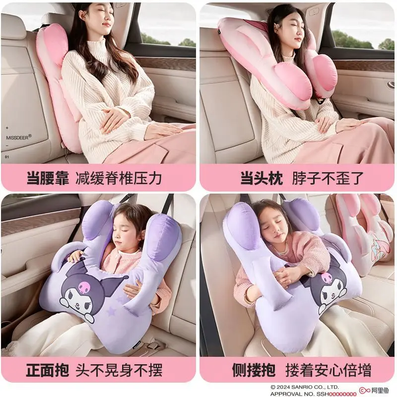 Sanrio Hello Kitty Kuromi My melody Car nap headrest pillow cute children's car seat belt shoulder pad long distance rest