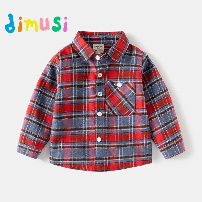 Autumn Children's Shirt Outdoor Casual Pure Cotton Breathable Boy's Long Sleeve Tops Fashion Plaid Shirt Children's Clothing