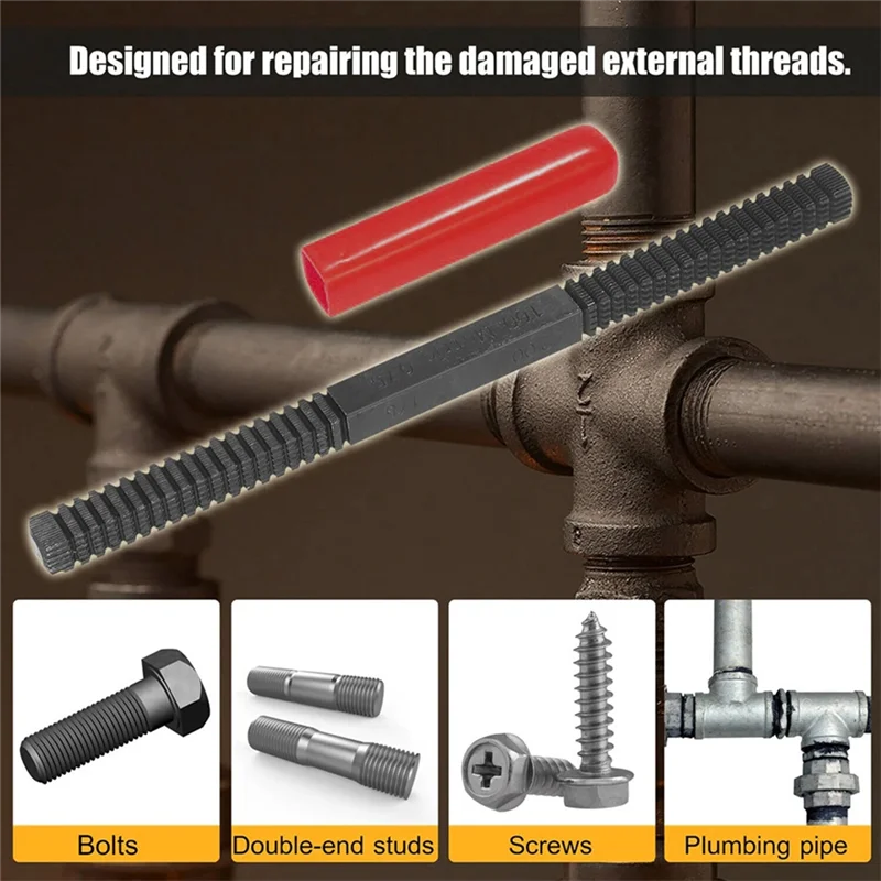

A7THK-DIY Hand Tools Thread Repair File Metric 0.75-3 Mm Pitch Cleans Damaged Threads Restoration Tool