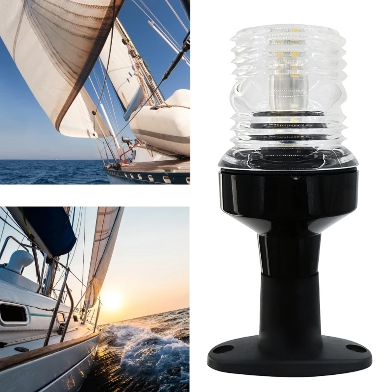 

360-градусный светодиодный морской светильник, белый светильник, пластиковая навигационная лампа 54x128 мм, подходит для лодок и