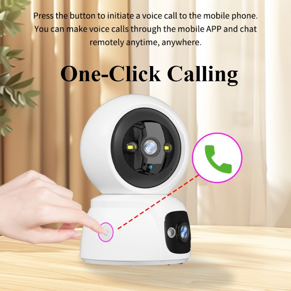 Dual Lens Wifi Security Camera 360 PTZ Motion Detection Night Vision Baby Monitor Indoor 2-Way Audio Home Surveillance Cameras