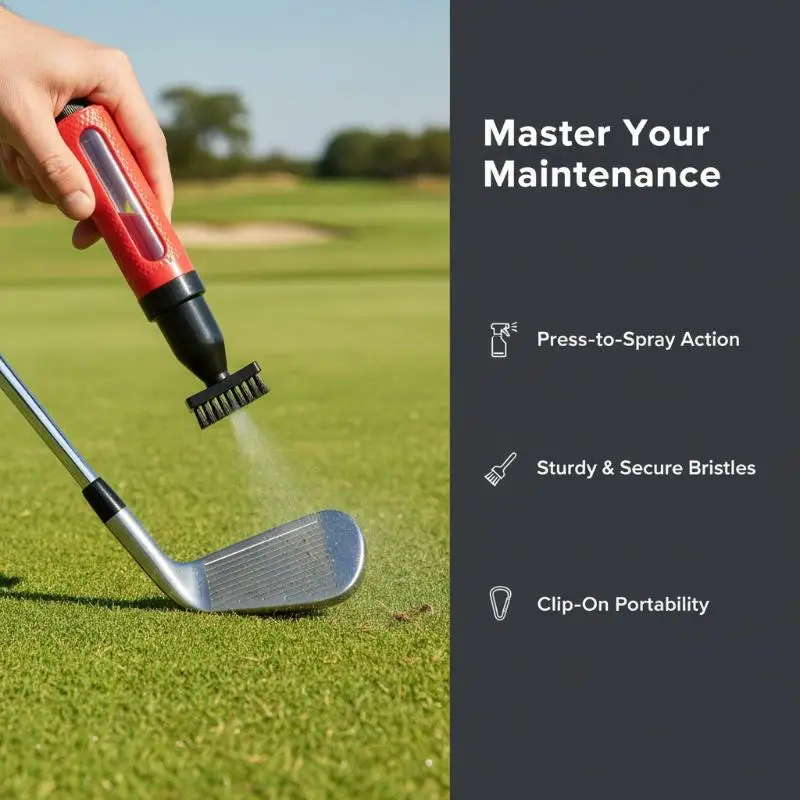 Golfschläger-Reinigungsbürste, tragbarer Sprüh-Groove-Reiniger mit ergonomischem Griff für Anfänger-Golfer, Trainingszubehör – Detail 2