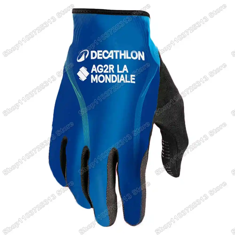 Guantes de ciclismo Equipo AG2R 2025,Maillot de Ciclismo Primavera Otoño Invierno Ropa de ciclismo Tour de Francia Guantes de ciclismo de dedos completos de gel para hombre Manoplas de moto de montaña