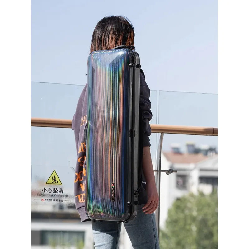 Universe Grocery Store Colored Square Violin Case, Lightweight and Easy To Carry 4/4 Size, with Bag and Combination Lock