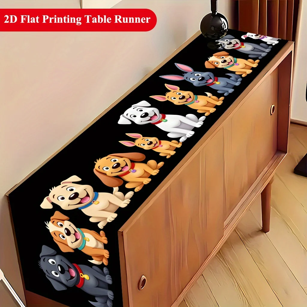 1 Piece of Table Runner Featuring Various Dog Breeds, Suitable for Farmhouse, Indoor, Kitchen, Celebrations, Table Decoration, Restaurant, and Banquet Decoration Supplies