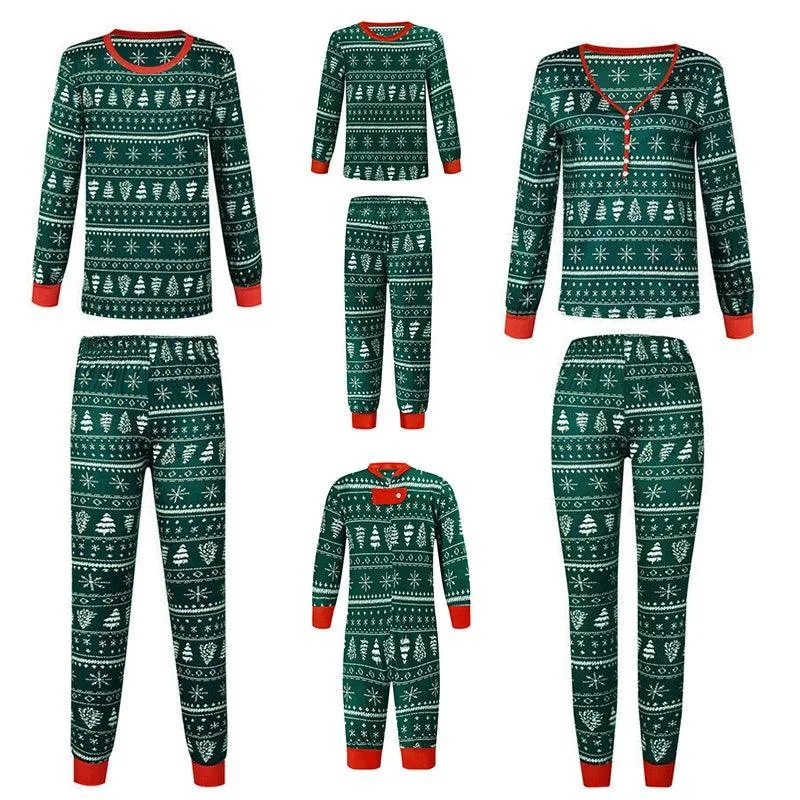 Xmas Parent Child Matching Outfits Family Sleepwear Set Comfortable Long Sleeve Night Pyjamas for Men Women Kids