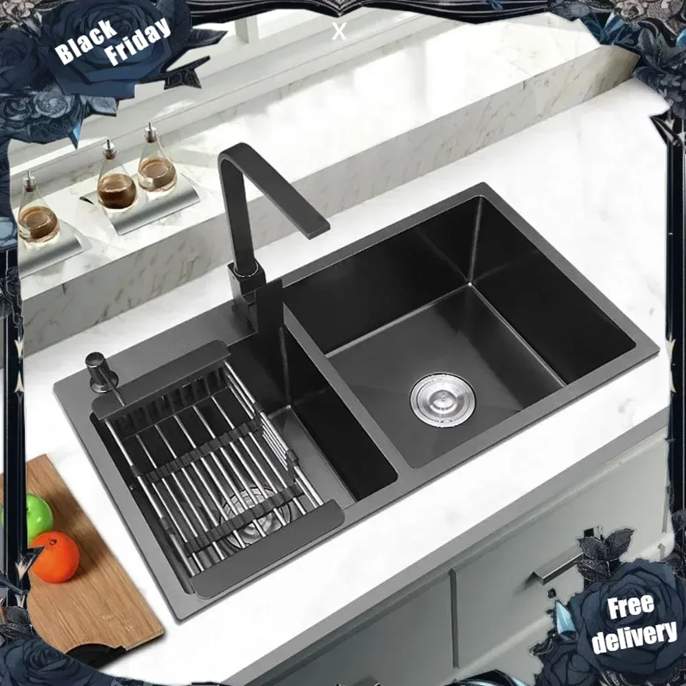 

Stainless Steel Kitchen Sink Double Bowls Drop-In Sink with Drain and Overflow