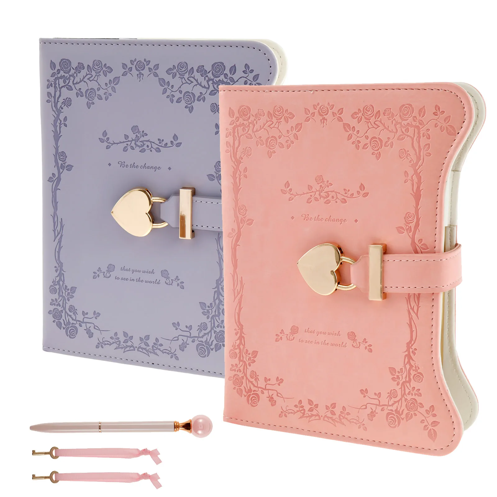 Diary with Lock and Keys 360 Pages Journal with Lock B6 Size PU Leather Locking Diary with Pen Cute Journal Set for Kids Women