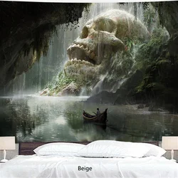 Natural Crânio Cabeça Spray de Água Cachoeira 3D Impressão Tapeçaria Parede Decoração Parede Fundo Pano (95X7 3cm/150X100 Cm)