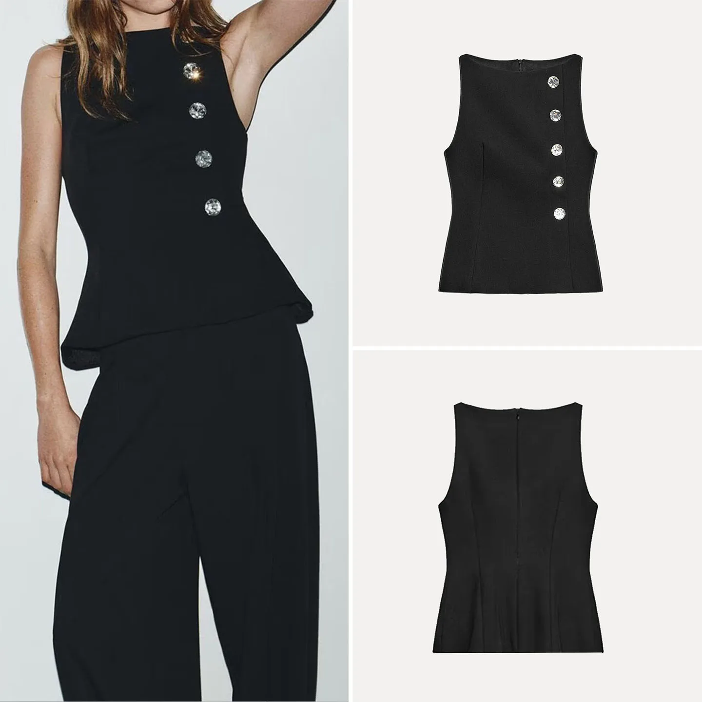 قميص نسائي أنيق بأزرار علوية للتنقل، لون دائري Ne، زر واحد للإغلاق، طول عادي Jaet