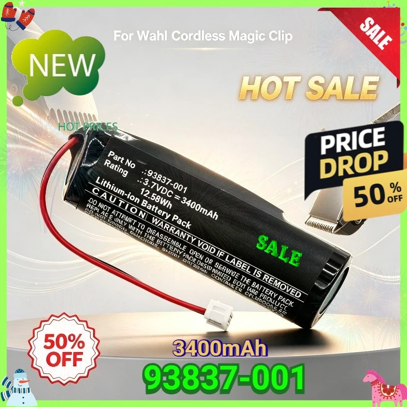 3400mAh /12.58Wh 93837-001 Shaver Battery for Wahl Cordless Magic Clip Sterling 4 Designer Senior Cordless Super Taper Senior