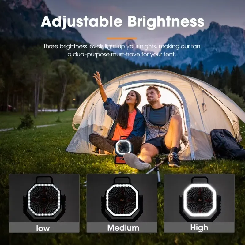 

20000mAh Rechargeable Portable Remote Control Outdoor Mini Camping Fan With LED lamp For Tents
