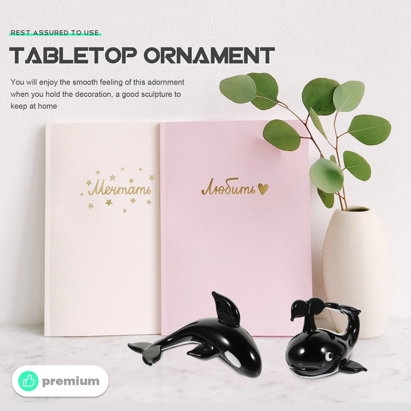 

2Pcs Whale Shaped Adornment Simulation Elegant Artware Tabletop Decoration Home Office Gift Whale Statue Delicate Artware