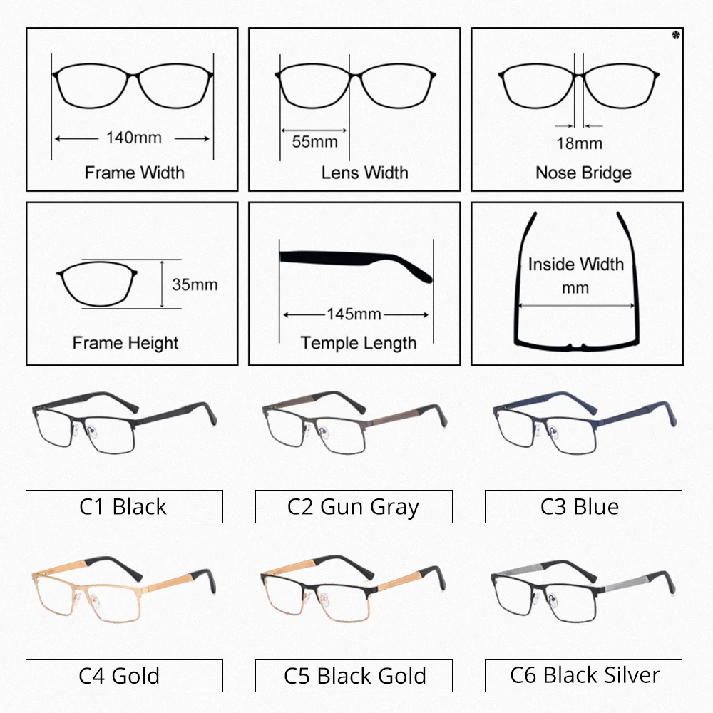 Ralferty Luxury Men\'s Eyeglasses Frame Rectangle Metal Medical Glasses Frame for Men Business Male Spectacles Optic Myopia Frame