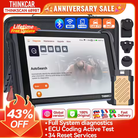 THINKCAR THINKSCAN 689BT CANFD DOIP OBD2 Diagnostic Tool 34 Reset Car Scanner Full System ECU Coding Bi-Directional Control Scan