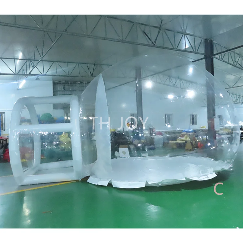 Schnelles Luftschiff zur Tür, riesiger aufblasbarer Weihnachts-Schneekugel zum Fotografieren, aufblasbares Blasenhaus in menschlicher Größe mit Tunnel