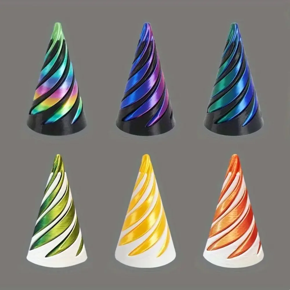 3D Printed Spiral Cone Toy Impossible Pyramid Passthrough Sculpture Pass Through Pyramid Toy Mini Vortex Thread Illusion HOT