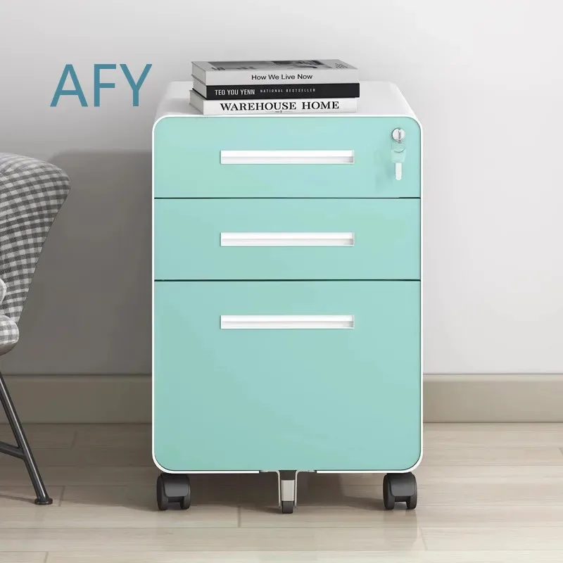 Under Desk Mobile Filing Cabinet with Lock for Office Home Office Rolling Cart Steel Storage Drawer Cabinet for Documents