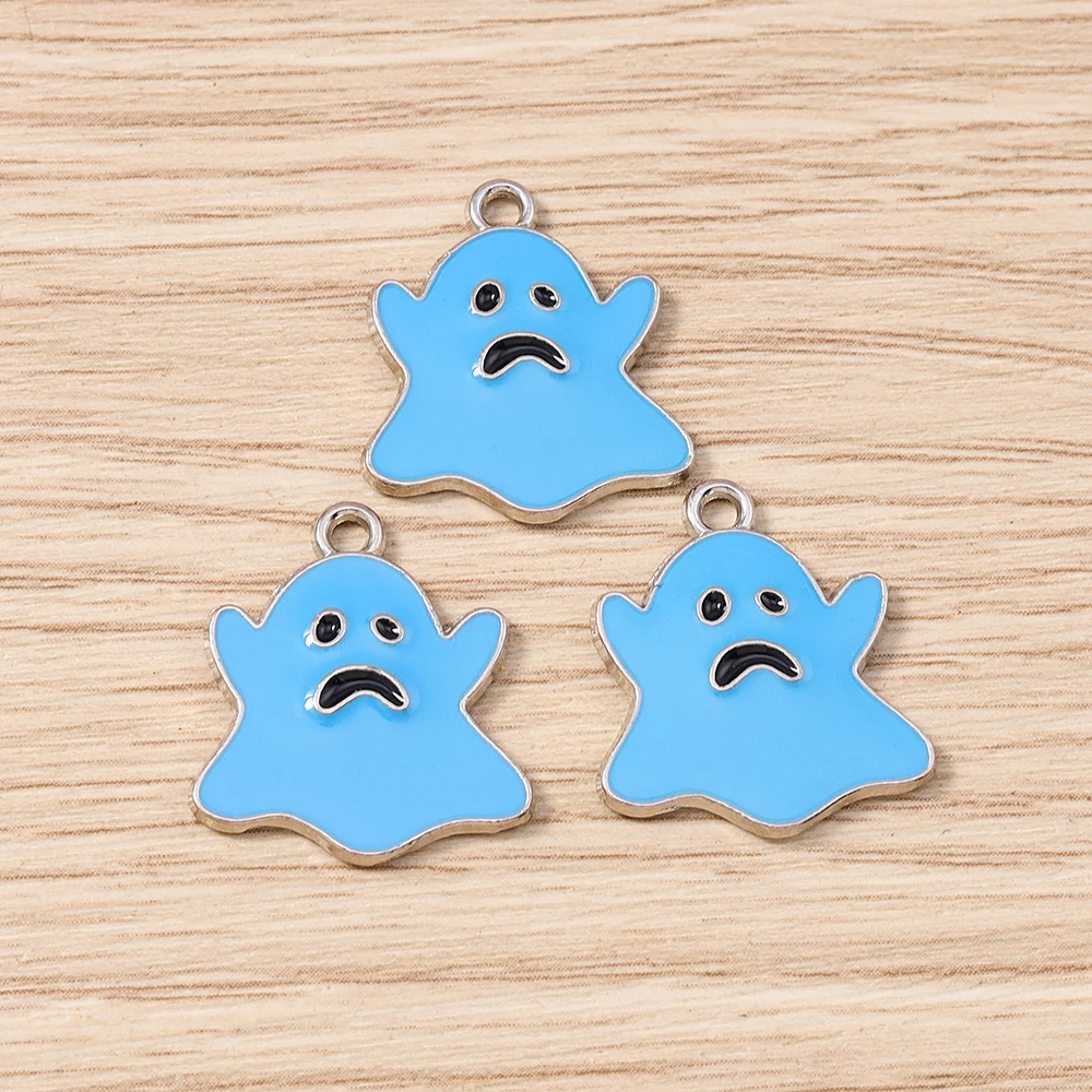 10 Stück 18 x 20 mm niedliche bunte Emaille-Halloween-Geister-Charms-Anhänger für Schmuckherstellung, Ohrringe, Halsketten, DIY-Bastelzubehör – Detail 4