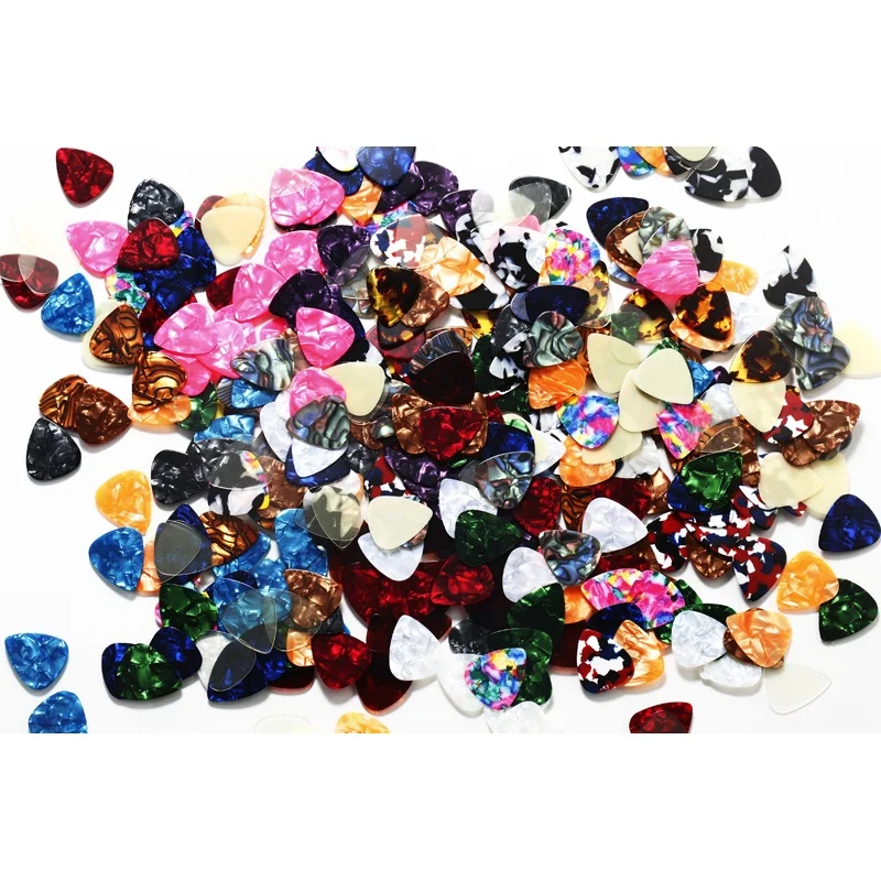 1000PCS  Cheap Smooth Mix Thin Medium Heavy Celluloid Pearl Color Guitar Pick for all kinds of Guitar