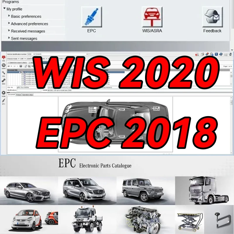 2020.10 Dla Mercedes-Benz WIS/ASRA EPC Podręcznik Warsztatowy, Instrukcja Naprawcza i Program Katalogu Części z Możliwością Zdalnego Instalacji i Aktywacji — 2