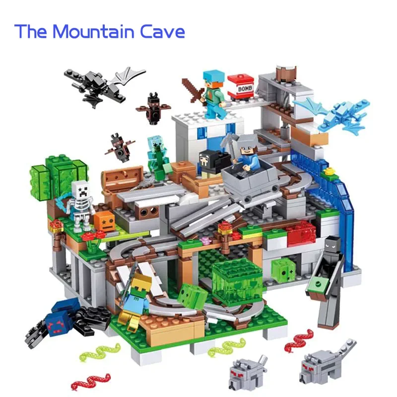 16 Style MyWorld Set The Cave Village Mine Farm Jungle TreeHouse Portal Pig House Constructions Building Blocks Bricks Toys