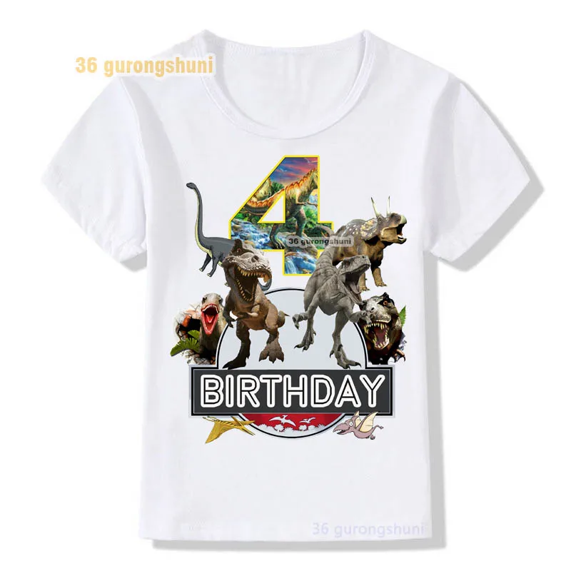 t shirt boys t shirts Happy birthday 2 3 4 5 years kids tshirt cartoon dinosaur t-shirts tops for girls shirts children clothes