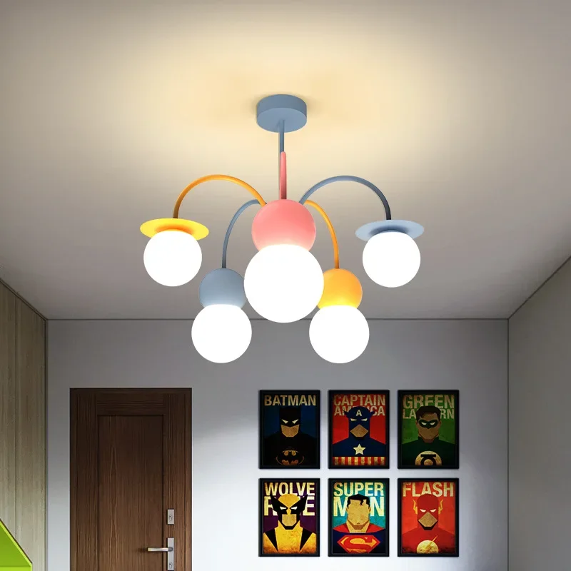 Nordic Kinderzimmer Kronleuchter 2021 Neue Schlafzimmer Lampen Kreative Mode Bunte Jungen Mädchen Zimmer Lampen