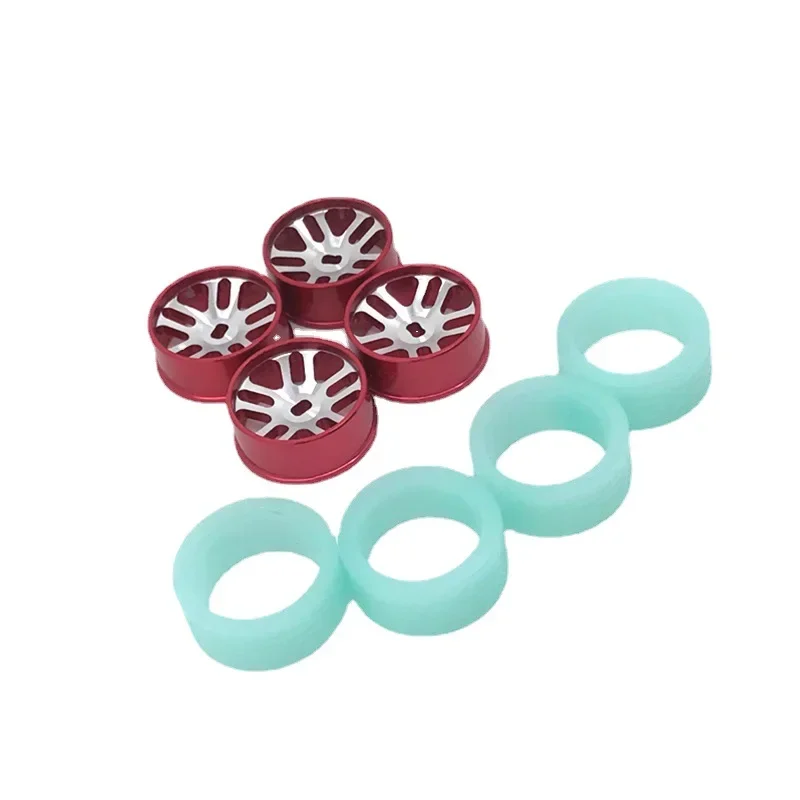 Metal Upgrade Wheels & Luminous Soft Tire Skin Set for WLtoys 284131 K989 Iw04m Mosquito Car 1/28 RC Car