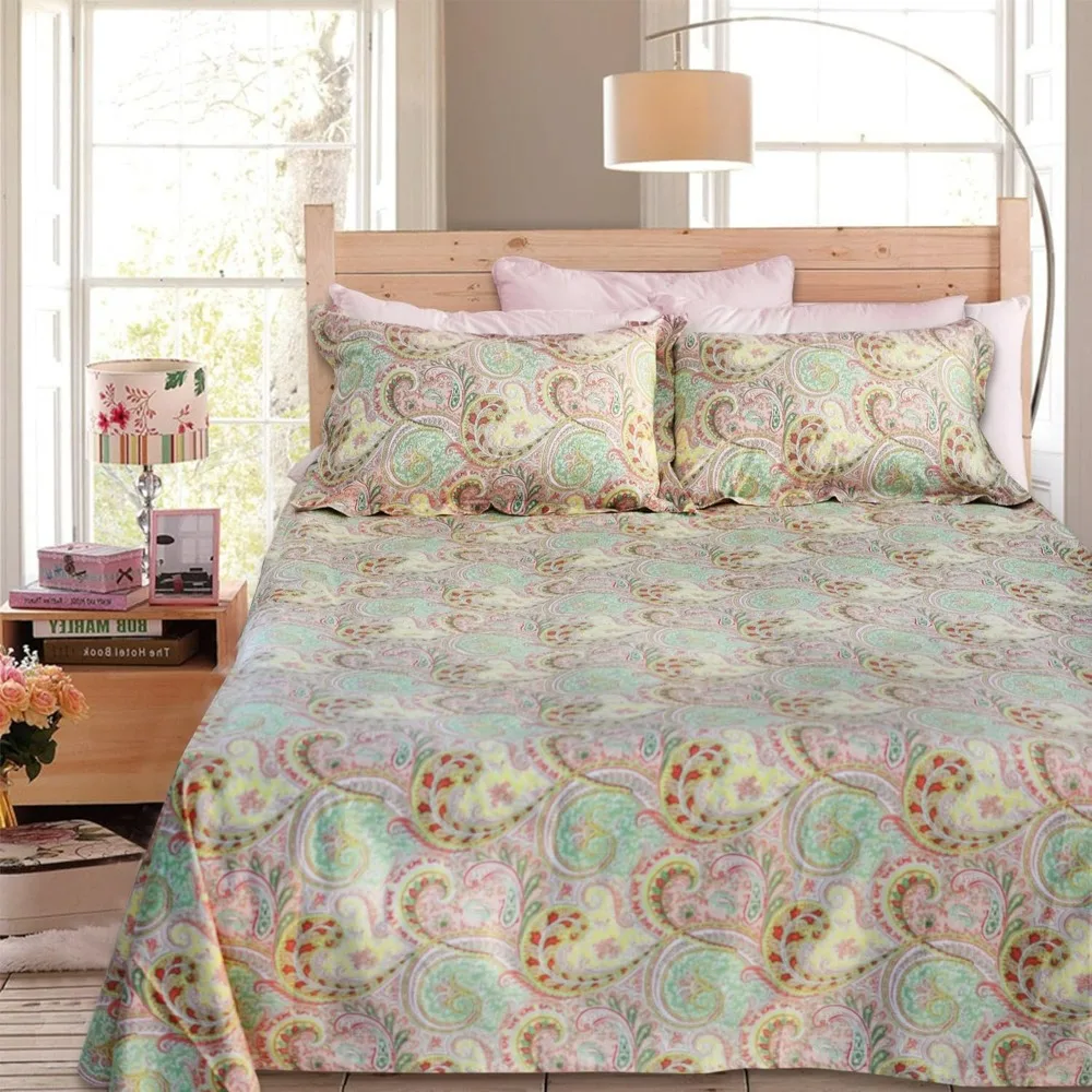 4 Piece Pink Paisley Bed Sheet Set Luxury Bedding Sets Designer Bedding Collections 800 Thread Count 100%