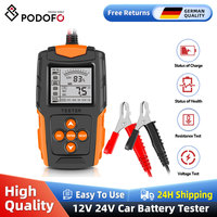 Podofo 12V 24V Car Battery Tester LCD Orange Analyzer Charger Diagnostic Tool SOH SOC CCA IR Measurement for Car Battery Tester