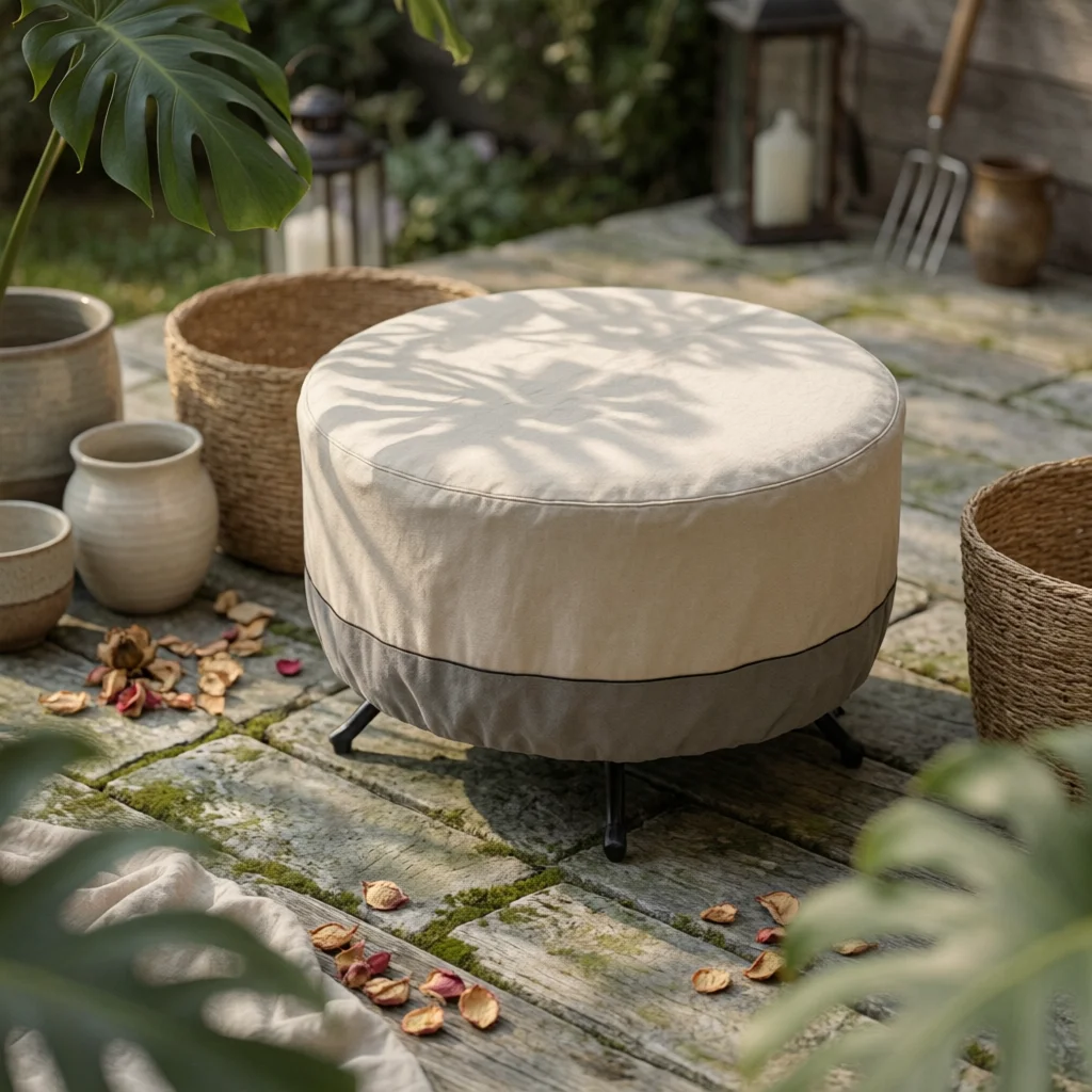 Round Patio Table Cover Outdoor Patio Table Cover with Drawstring Windproof Heavy Duty for Garden, Balcony