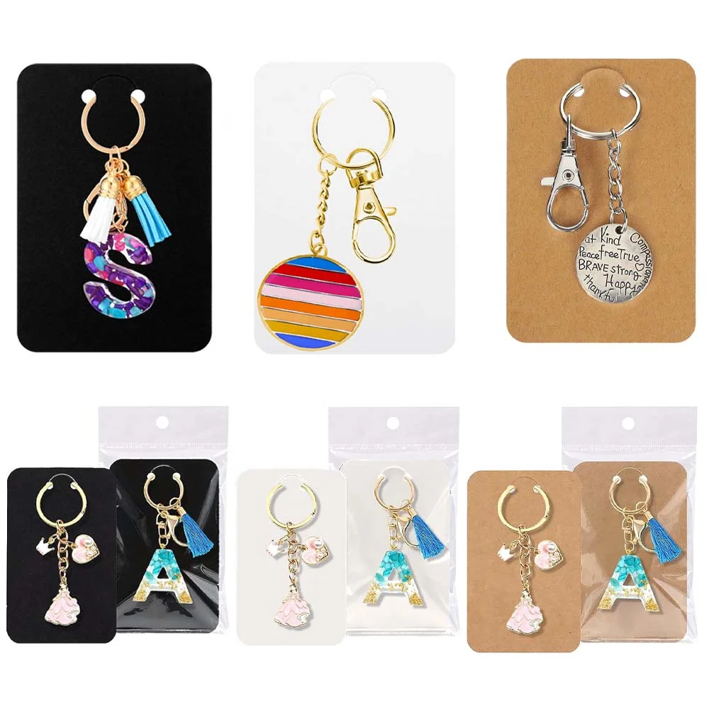 

50pcs Keychain Display Cards Holder Self-Sealing Bags For Keyring Jewelry Small Businesses Packaging Supplie Organizer Material