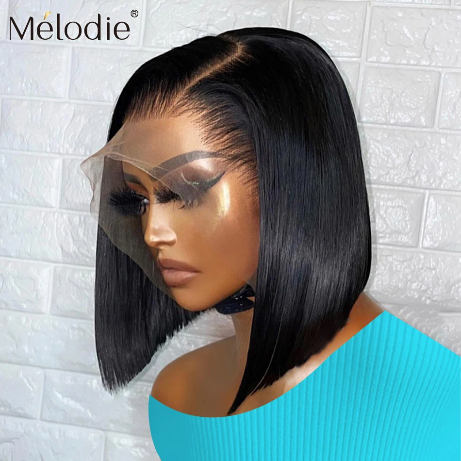 Halloween 13X6 Straight Short Bob 5x5 Glueless 13x4 Lace Front Human Hair Wigs Brazilian Pre Plucked Baby Hair Frontal Wigs 220%