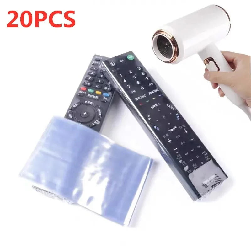 20 stücke Transparente Schrumpfen Film Tasche Anti-staub Schutzhülle Abdeckung Für TV Klimaanlage Fernbedienung Schrumpfen Kunststoff Blätter