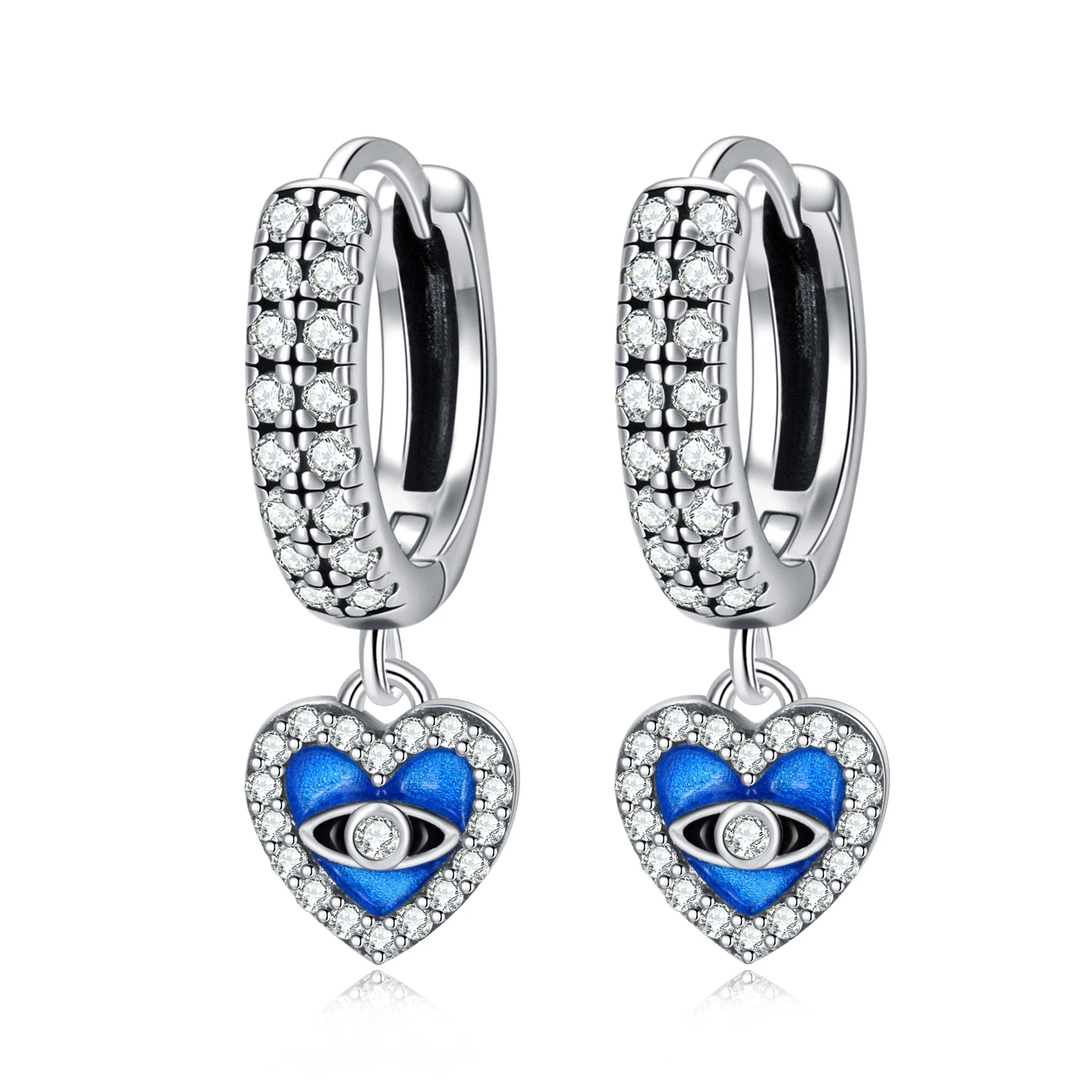 

PANQDIY 925 Sterling Silver Heart Shaped Devil's Eye Earrings Personalized Simplicity Suitable for Giving Ladies Jewelry Gifts