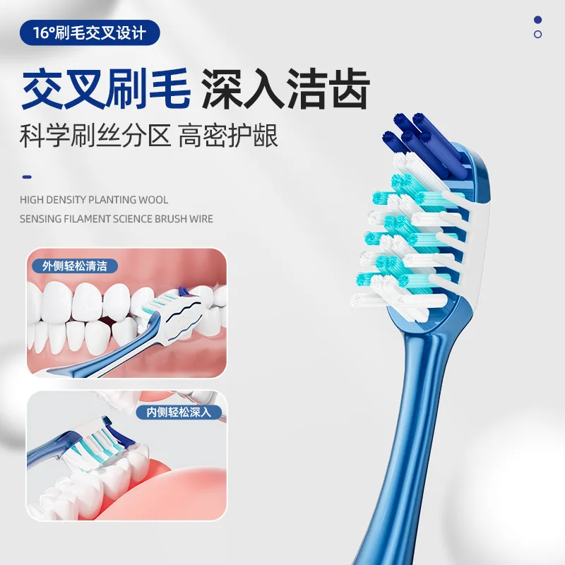 Adult toothbrush with soft bristles for cleaning protecting gums, home style wide head toothbrush with soft bristles, high-end