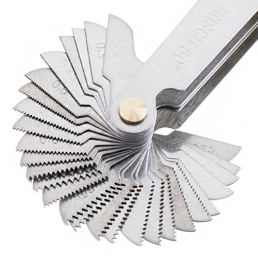 Metric Imperial 58pcs Blade US Screw Gauge SAE Whitworth 55 Degree and Metrisch 60 Degree Thread Pitch Gauge for Measuring Tool