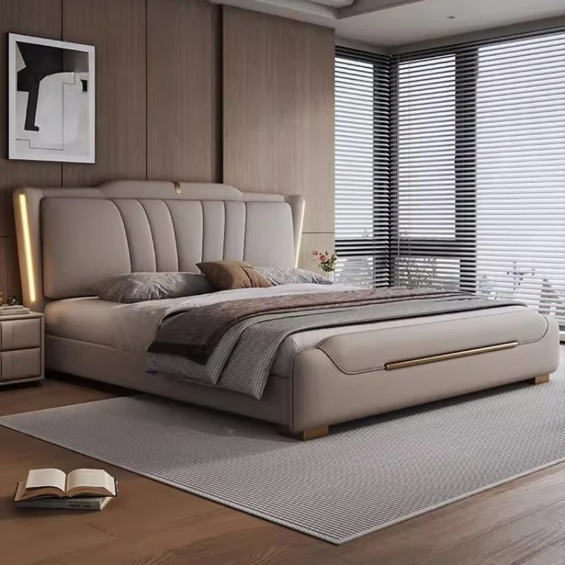 

Storage Modern Bed Upholstered Aesthetic Double Lounge Bed Nightstands Princess Frame Muebles Para Dormitorio Home Accessories